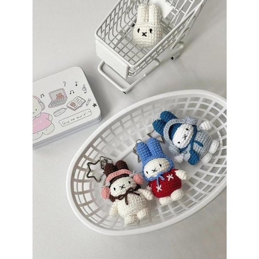 Miffy Bunny Handmade Crochet Lifestyle Keychain Bag With Charm, Keychain crochet, Easter day, Gift For Her, Handmade crochet Keychain